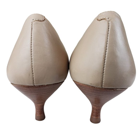 Talbots Leather Kitten Heel 9.5 AA Narrow Pumps Nude Neutral Color - Picture 4 of 11